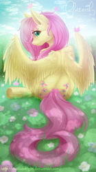 Size: 840x1500 | Tagged: safe, artist:maticdesigns, fluttershy, pegasus, pony, beautiful, looking back, solo, underhoof