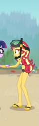 Size: 269x858 | Tagged: safe, sci-twi, sunset shimmer, twilight sparkle, better together, equestria girls, unsolved selfie mysteries, bikini, clothes, cropped, feet, flip-flops, midriff, sandals, swimsuit