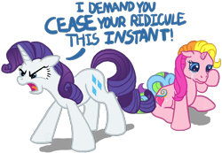 Size: 1524x1052 | Tagged: safe, artist:anscathmarcach, rarity, rarity (g3), pony, unicorn, g3, angry, crying, dialogue, female, mare, ponies defending previous generation, screaming, self ponidox, simple background, transparent background