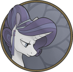 Size: 984x979 | Tagged: safe, artist:enma-darei, rarity, pony, unicorn, alternate hairstyle, bust, earring, modern art, nouveau, piercing, portrait, rarity month, solo