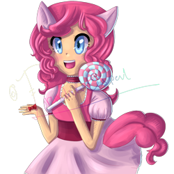 Size: 1200x1200 | Tagged: safe, artist:swidgey, pinkie pie, human, eared humanization, humanized, solo, tailed humanization