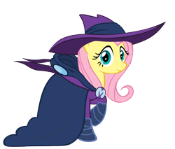 Size: 3529x3000 | Tagged: safe, artist:azure-vortex, fluttershy, mare do well, pegasus, pony, cape, clothes, costume, hat, looking at you, raised hoof, simple background, smiling, solo, transparent background, unmasked, vector