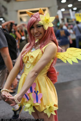 Size: 1365x2048 | Tagged: artist needed, safe, fluttershy, human, 2012, bracelet, convention, cosplay, irl, irl human, photo, san diego comic con, short dress, solo