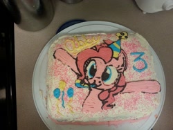 Size: 960x720 | Tagged: safe, pinkie pie, birthday cake, cake, food art, hat, irl, party hat, solo