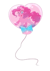 Size: 1600x2263 | Tagged: safe, artist:meb90, pinkie pie, earth pony, pony, balloon, cute, diapinkes, female, happy, heart, heart balloon, mare, pinkie pie trapped in a balloon, ribbon, simple background, solo, transparent background