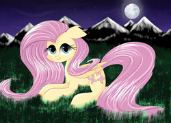 Size: 3500x2500 | Tagged: safe, artist:mite-lime, fluttershy, pegasus, pony, female, mare, pink mane, solo, yellow coat