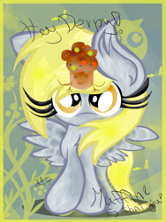 Size: 1944x2592 | Tagged: safe, artist:kelsey139, derpy hooves, pegasus, pony, female, food, mare, muffin, solo