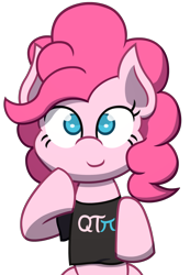 Size: 1560x2250 | Tagged: safe, artist:redenchilada, pinkie pie, pony, clothes, cute, diapinkes, looking at you, no pupils, pi, qt, shirt, simple background, solo, transparent background