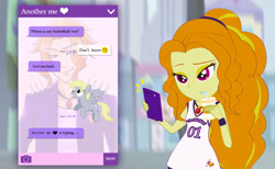 Size: 1024x629 | Tagged: safe, artist:jessiexie, adagio dazzle, derpy hooves, pegasus, pony, chat, female, mare