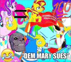 Size: 1024x887 | Tagged: safe, edit, edited screencap, screencap, pinkie pie, rainbow dash, rarity, starlight glimmer, sunset shimmer, pony, unicorn, better together, equestria girls, rollercoaster of friendship, dab, dank memes, deep fried meme, downvote bait, make america great again, mary sue, meme, mouthpiece, op is a cuck, op is trying too hard, shitposting, thanos, trollbait, 💯, 😂