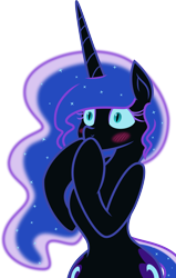 Size: 6000x9445 | Tagged: safe, artist:verard87, artist:zev, nightmare moon, alicorn, pony, absurd resolution, bipedal, blushing, both cutie marks, missing accessory, simple background, solo, transparent background, wide hips