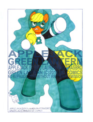 Size: 506x660 | Tagged: safe, artist:mistypine01, applejack, earth pony, pony, crossover, green lantern, parody, solo