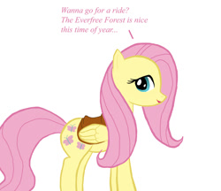 Size: 900x778 | Tagged: safe, artist:superl8, fluttershy, pegasus, pony, female, mare, saddle, solo