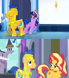 Size: 1920x2160 | Tagged: safe, screencap, flash sentry, sunset shimmer, twilight sparkle, twilight sparkle (alicorn), alicorn, better together, equestria girls, equestria girls (movie), forgotten friendship, animation error, big crown thingy, jewelry, missing wing, most likely to be forgotten, regalia, wingless