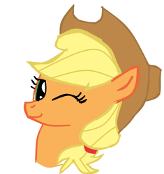 Size: 996x1060 | Tagged: safe, applejack, earth pony, pony, bust, portrait, simple background, solo, wink