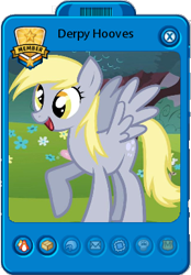 Size: 268x386 | Tagged: safe, derpy hooves, pegasus, pony, club penguin, female, mare, raised hoof, solo