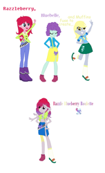 Size: 899x1474 | Tagged: safe, artist:the-75th-hunger-game, blueberry pie, derpy hooves, raspberry fluff, equestria girls, fusion, multiple arms, the muffins