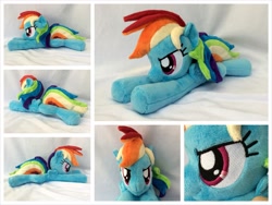 Size: 1600x1200 | Tagged: safe, artist:equinepalette, derpibooru import, rainbow dash, pegasus, pony, beanie (plushie), female, hand, irl, mare, photo, plushie, prone, solo