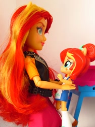 Size: 810x1080 | Tagged: safe, artist:whatthehell!?, sunset shimmer, equestria girls, clothes, doll, don't talk to me or my son ever again, equestria girls minis, eqventures of the minis, irl, jacket, photo, shoes, skirt, sunset sushi, toy, truck