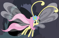 Size: 709x463 | Tagged: safe, screencap, fluttershy, breezie, it ain't easy being breezies, breeziefied, cute, diabreezies, flower, flutterbreez, outfit catalog, shyabetes, solo, species swap