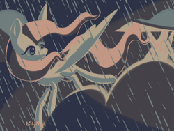 Size: 800x600 | Tagged: safe, artist:lillynya, fluttershy, pegasus, pony, limited palette, rain, solo