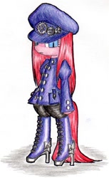 Size: 492x804 | Tagged: safe, artist:unousaya, pinkie pie, earth pony, pony, pinkamena diane pie, pixiv, solo, steampunk, traditional art