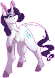 Size: 1024x1458 | Tagged: safe, artist:marshmellowcannibal, rarity, classical unicorn, pony, unicorn, leonine tail, solo