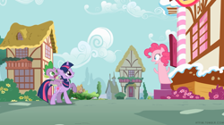 Size: 1280x715 | Tagged: safe, artist:capnpea, derpibooru import, edit, edited screencap, screencap, pinkie pie, spike, twilight sparkle, unicorn twilight, dragon, earth pony, ghost, pony, unicorn, 2spooky, eye contact, female, fimbriae, frown, gritted teeth, looking at each other, male, mare, nope.avi, open mouth, raised hoof, scared, wide eyes