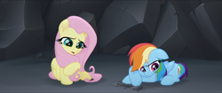 Size: 1920x808 | Tagged: safe, derpibooru import, screencap, fluttershy, rainbow dash, pegasus, pony, my little pony: the movie