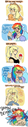 Size: 800x3600 | Tagged: safe, artist:blueberry-ghost, derpibooru import, applejack, rainbow dash, human, alternate hairstyle, apple, appledash, blood, blushing, female, food, humanized, lesbian, nosebleed, shipping, winged humanization, wings