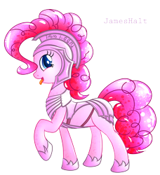 Size: 5266x5783 | Tagged: safe, artist:haltie, pinkie pie, earth pony, pony, absurd resolution, armor, solo, tongue out