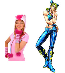 Size: 550x617 | Tagged: safe, pinkie pie, human, clothes, comparison, irl, irl human, jacket, jojo pose, jojo's bizarre adventure, jolyne kujo, merchandise, photo, target