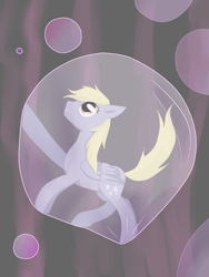 Size: 2304x3072 | Tagged: safe, artist:weird--fish, derpy hooves, pegasus, pony, bubble, in bubble, solo