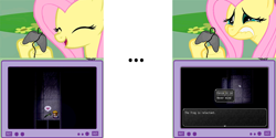 Size: 1500x752 | Tagged: safe, fluttershy, pegasus, pony, meme, obligatory pony, the witch's house, tv meme, video game