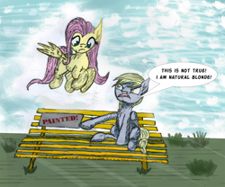 Size: 1024x853 | Tagged: safe, artist:athlete-grizzle, derpy hooves, fluttershy, pegasus, pony, female, mare, wet paint