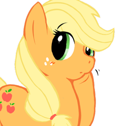 Size: 506x500 | Tagged: safe, artist:hpwendiz, applejack, earth pony, pony, hatless, missing accessory, simple background, solo