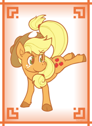 Size: 500x688 | Tagged: safe, artist:the-knick, applejack, earth pony, pony, bucking, frame, solo