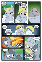 Size: 739x1080 | Tagged: safe, artist:kazziepones, artist:zaron, derpy hooves, oc, oc:lonely hooves, pegasus, pony, comic:lonely hooves, comic, female, glasses, mare, pet rock