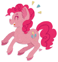 Size: 632x682 | Tagged: safe, artist:essely, pinkie pie, earth pony, pony, female, laughing, mare, pink coat, pink mane, solo