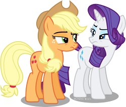 Size: 3236x2756 | Tagged: safe, artist:vector-brony, applejack, rarity, earth pony, pony, unicorn, simple background, transparent background, vector