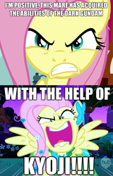 Size: 624x978 | Tagged: safe, edit, edited screencap, screencap, fluttershy, pegasus, pony, putting your hoof down, the best night ever, comic, cropped, domon kasshu, flutterrage, g gundam, gundam, hub logo, new fluttershy, ponibooru leftovers, screencap comic, solo, spread wings, wings