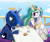 Size: 2100x1750 | Tagged: dead source, safe, artist:irregular-entity, princess celestia, princess luna, alicorn, pony, egg, painting