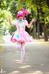 Size: 1066x1600 | Tagged: safe, artist:sniisel, pinkie pie, human, clothes, cosplay, irl, irl human, photo, socks, solo