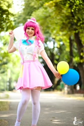 Size: 1066x1600 | Tagged: safe, artist:sniisel, pinkie pie, human, clothes, cosplay, irl, irl human, photo, socks, solo