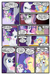 Size: 1024x1497 | Tagged: safe, artist:kazziepones, artist:zaron, derpy hooves, fluttershy, rarity, sweetie belle, pegasus, pony, unicorn, comic:lonely hooves, comic, female, mare
