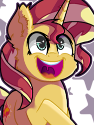 Size: 567x750 | Tagged: safe, artist:victoriathething, sunset shimmer, pony, unicorn, cheek fluff, cute, female, mare, open mouth, shimmerbetes, smiling, solo