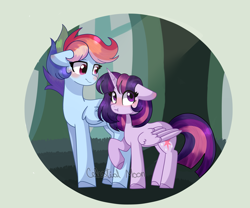 Size: 6000x5000 | Tagged: safe, artist:moon-rose-rosie, derpibooru import, rainbow dash, twilight sparkle, twilight sparkle (alicorn), alicorn, pegasus, pony, absurd resolution, female, floppy ears, lesbian, shipping, size difference, twidash