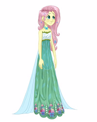 Size: 2000x2500 | Tagged: safe, artist:thepurpah, fluttershy, human, clothes, dress, gala dress, humanized, pony coloring, solo