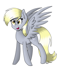 Size: 900x1000 | Tagged: safe, artist:spirit-dude, derpy hooves, pegasus, pony, female, mare, open mouth, simple background, smiling, solo, spread wings, transparent background