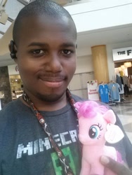 Size: 768x1024 | Tagged: safe, artist:deon miller, pinkie pie, human, brony, irl, irl human, photo, plushie